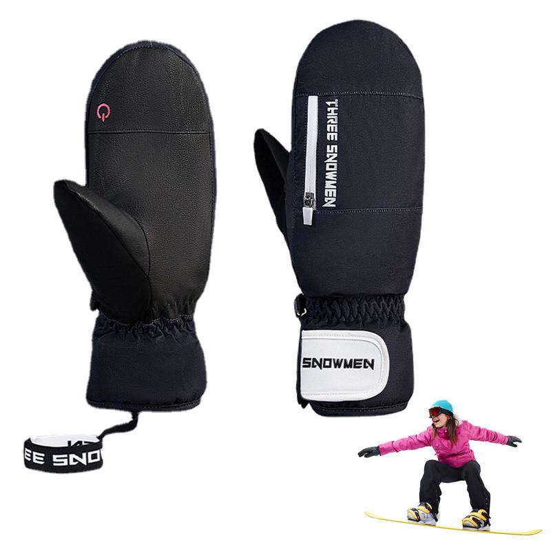 Moufles chaudes et imperméables de ski en velours pour femmes_1