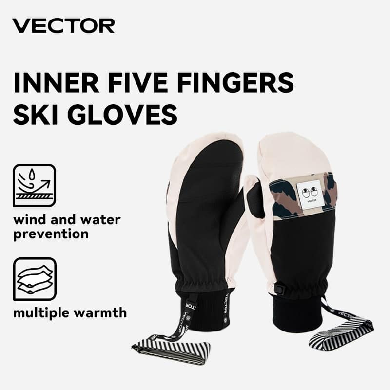 Moufles de Ski professionnelles à cinq doigts pour femmes en polyester_1