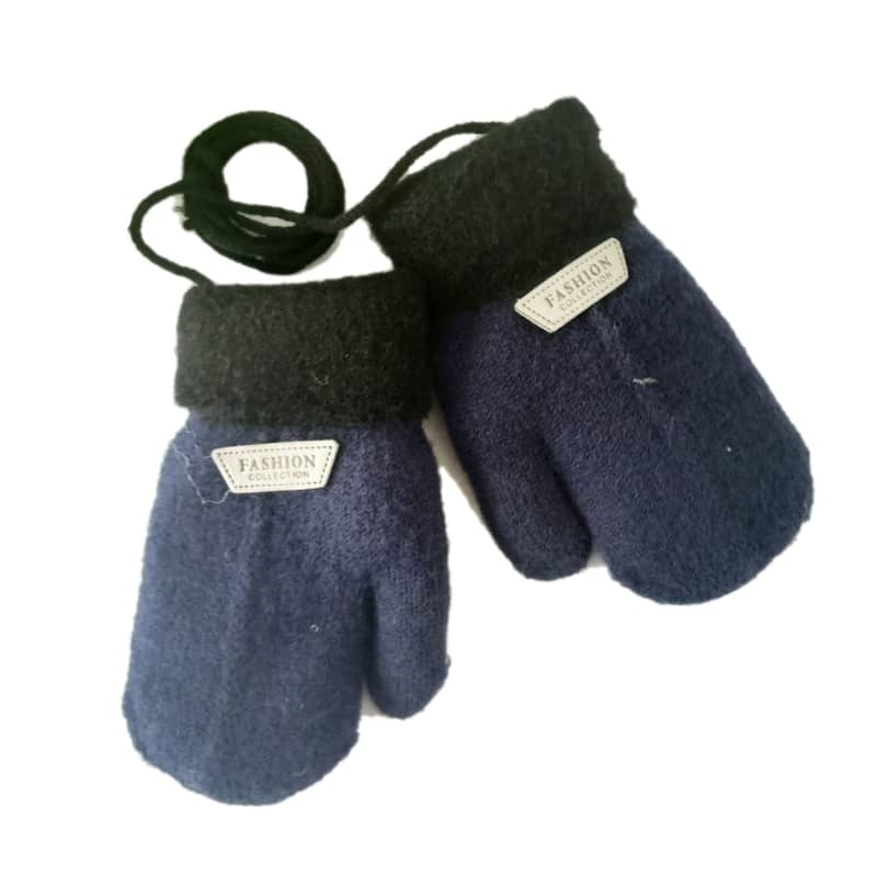 Moufles en tissu à tricoter avec cordon pour enfants_1