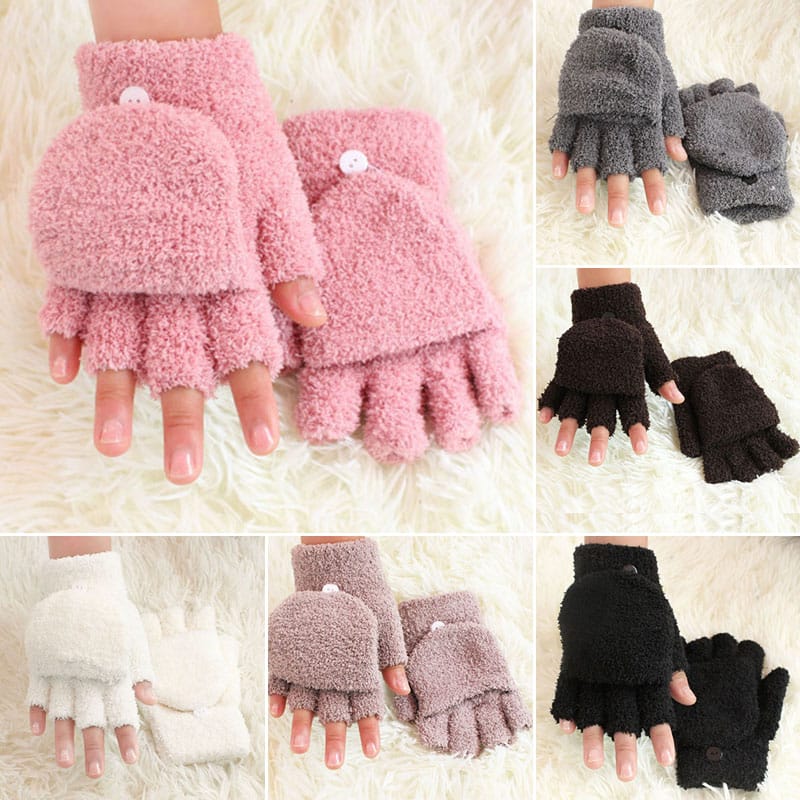 Moufles gant en peluche chaude d'hiver pour femme_1