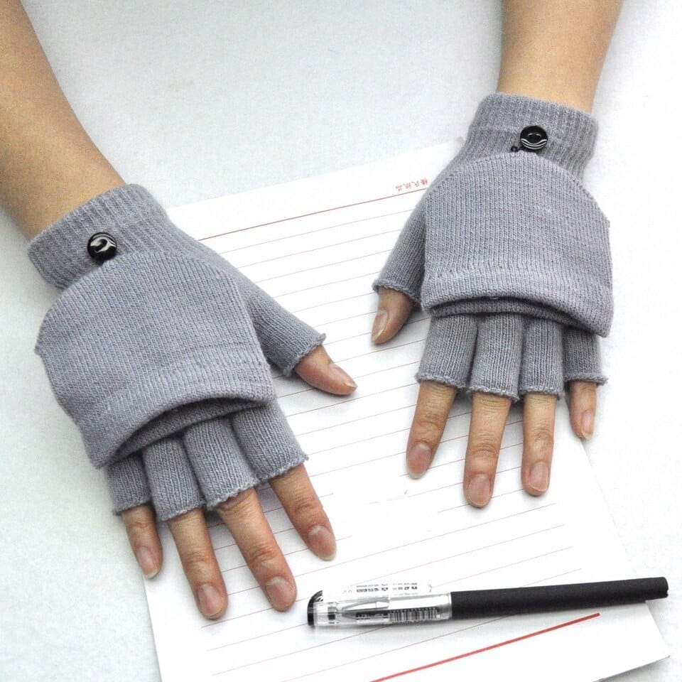 Moufles gants à bascule sans doigts en tricot_1