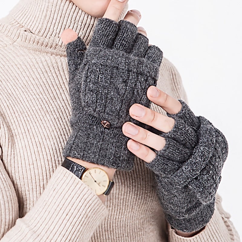 Moufles gants à bascule sans doigts tricotés en laine pour femmes_1