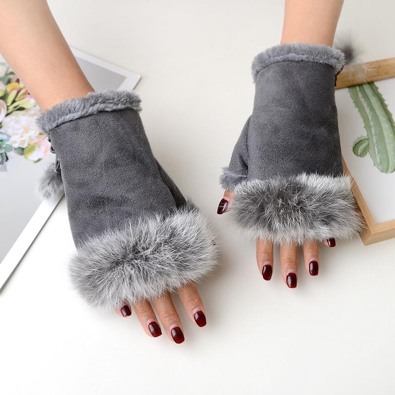 Moufles gants d'hiver en daim pour femmes_1