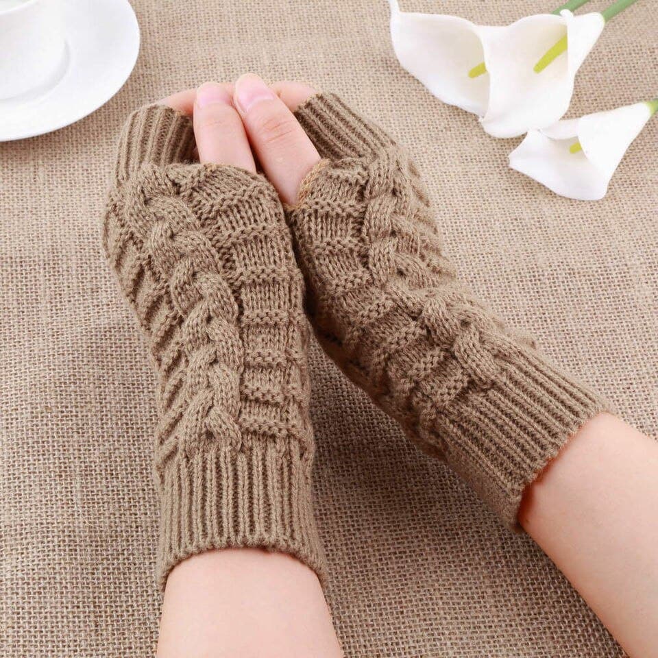 Moufles gants demi-doigt pour femmes en laine tricotée_1