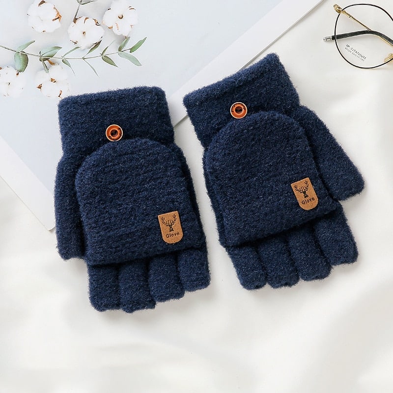 Moufles gants thermiques à rabat pour femmes en tissu de corail_1