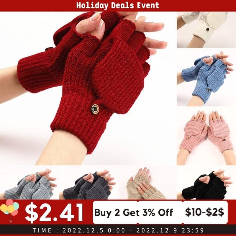 Moufles gants tricotés en acrylique pour femmes_1