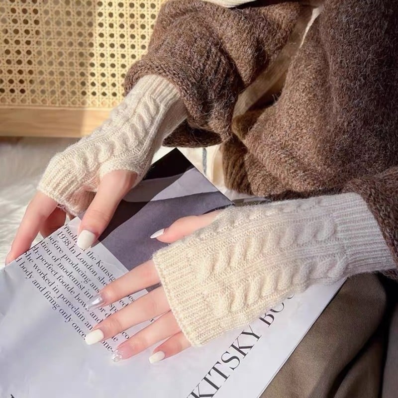 Moufles mitaines décontractées sans doigts pour femmes en laine_1